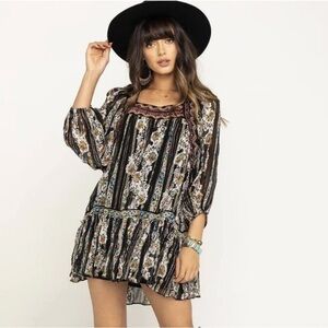 Free People Floral Striped Mini Dress